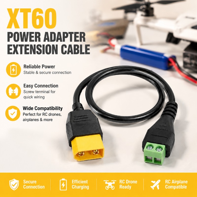 Drone Vera Rc - Câble adaptateur XT60 mâle-femelle vers bornier