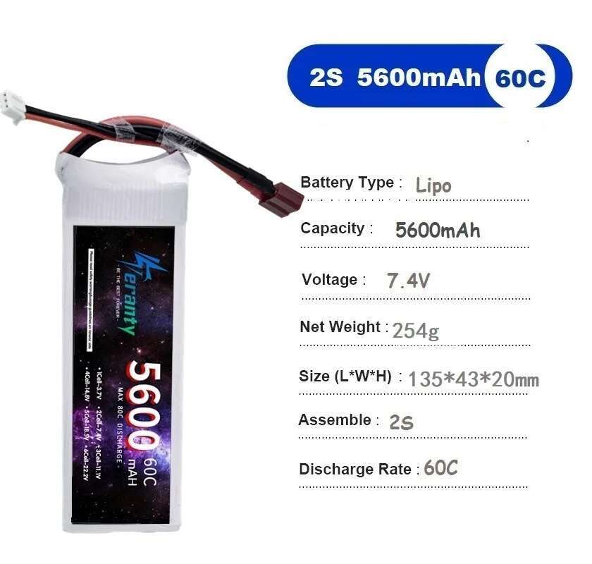 TERANTY 5600 MAH 60C 2S 3S 4S  - Rc Drift Car Kit avis et prix